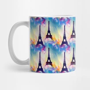 Eiffel Tower Paris Vintage Abstract Pattern Water Color Mug